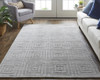 9' X 12' Gray And Silver Striped Hand Woven Area Rug