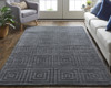 5' X 8' Gray And Black Striped Hand Woven Area Rug