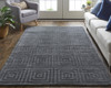 8' X 10' Gray And Black Striped Hand Woven Area Rug