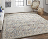 9' X 12' Taupe Ivory And Red Wool Patchwork Tufted Handmade Stain Resistant Area Rug