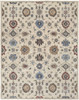 5' X 8' Ivory Blue And Tan Wool Floral Tufted Handmade Stain Resistant Area Rug