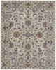 5' X 8' Ivory Taupe And Blue Wool Floral Tufted Handmade Stain Resistant Area Rug