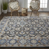 5' X 8' Taupe Blue And Ivory Wool Floral Tufted Handmade Stain Resistant Area Rug