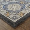 9' X 12' Taupe Blue And Ivory Wool Floral Tufted Handmade Stain Resistant Area Rug