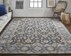 10' X 14' Taupe Blue And Ivory Wool Floral Tufted Handmade Stain Resistant Area Rug