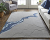 8' X 10' Gray And Blue Wool Abstract Tufted Handmade Area Rug