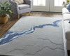 8' X 10' Gray And Blue Wool Abstract Tufted Handmade Area Rug