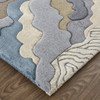 10' X 14' Tan Brown And Blue Wool Abstract Tufted Handmade Area Rug