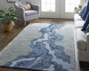 5' X 8' Ivor Gray And Blue Wool Abstract Tufted Handmade Area Rug