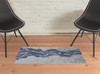 2' X 3' Ivor Gray And Blue Wool Abstract Tufted Handmade Area Rug
