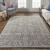 9' X 13' Taupe And Ivory Floral Power Loom Area Rug