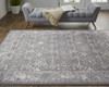 9' X 13' Taupe Gray And Orange Floral Power Loom Area Rug