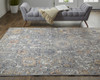 9' X 13' Gray Ivory And Tan Floral Power Loom Area Rug