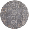 6' Gray Ivory And Tan Round Floral Power Loom Area Rug