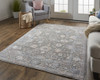 8' X 10' Taupe Blue And Orange Floral Power Loom Area Rug