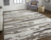 5' X 8' Brown And Ivory Abstract Power Loom Distressed Stain Resistant Area Rug