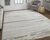 8' X 10' Ivory Tan And Brown Abstract Power Loom Distressed Stain Resistant Area Rug