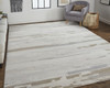 10' X 14' Ivory Tan And Brown Abstract Power Loom Distressed Stain Resistant Area Rug