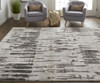 4' X 6' Ivory Brown And Gray Abstract Power Loom Stain Resistant Area Rug
