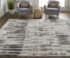 5' X 8' Ivory Brown And Gray Abstract Power Loom Stain Resistant Area Rug