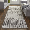 8' Ivory Brown And Gray Abstract Power Loom Stain Resistant Runner Rug