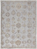 5' X 8' Ivory Silver And Tan Floral Hand Knotted Stain Resistant Area Rug