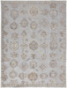 9' X 12' Ivory Silver And Tan Floral Hand Knotted Stain Resistant Area Rug