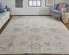 5' X 8' Tan And Brown Floral Hand Knotted Stain Resistant Area Rug