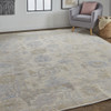 4' X 6' Tan Orange And Blue Floral Hand Knotted Stain Resistant Area Rug