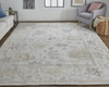 5' X 8' Tan Ivory And Orange Floral Hand Knotted Stain Resistant Area Rug