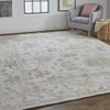 2' X 3' Tan Ivory And Orange Floral Hand Knotted Stain Resistant Area Rug