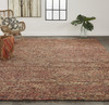 10' X 13' Brown Orange And Red Wool Hand Woven Distressed Stain Resistant Area Rug
