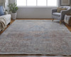 4' X 6' Blue Red And Gray Floral Power Loom Stain Resistant Area Rug