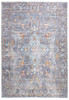 9' X 12' Blue Gray And Orange Floral Area Rug