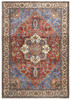 9' X 12' Blue Red And Ivory Floral Area Rug