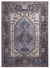 5' X 8' Blue Brown And Ivory Floral Area Rug