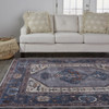 8' X 10' Blue Brown And Ivory Floral Area Rug