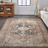 5' X 8' Orange Brown And Taupe Abstract Area Rug