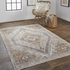 5' X 8' Ivory Orange And Brown Abstract Area Rug