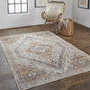 9' X 12' Ivory Orange And Brown Abstract Area Rug