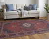 9' X 12' Red Blue And Tan Floral Power Loom Area Rug