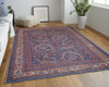 9' X 12' Red Blue And Tan Floral Power Loom Area Rug