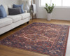 4' X 6' Red Tan And Blue Floral Power Loom Area Rug