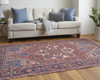 9' X 12' Red Tan And Blue Floral Power Loom Area Rug