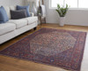 9' X 12' Red Tan And Blue Floral Power Loom Area Rug