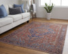 10' X 14' Red Tan And Blue Floral Power Loom Area Rug