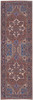 8' Red Tan And Blue Floral Power Loom Runner Rug