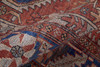 8' Red Tan And Blue Floral Power Loom Runner Rug