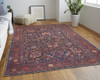 9' X 12' Red Orange And Blue Floral Power Loom Area Rug