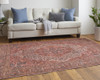 8' X 10' Red Tan And Pink Floral Power Loom Area Rug